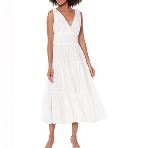 Cinq á Sept white cotton silk Tamar maxi dress